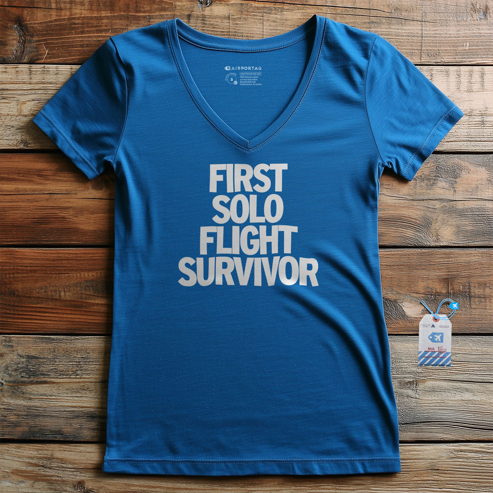 First Solo Flight Survivor - Women's V-Neck T-Shirt