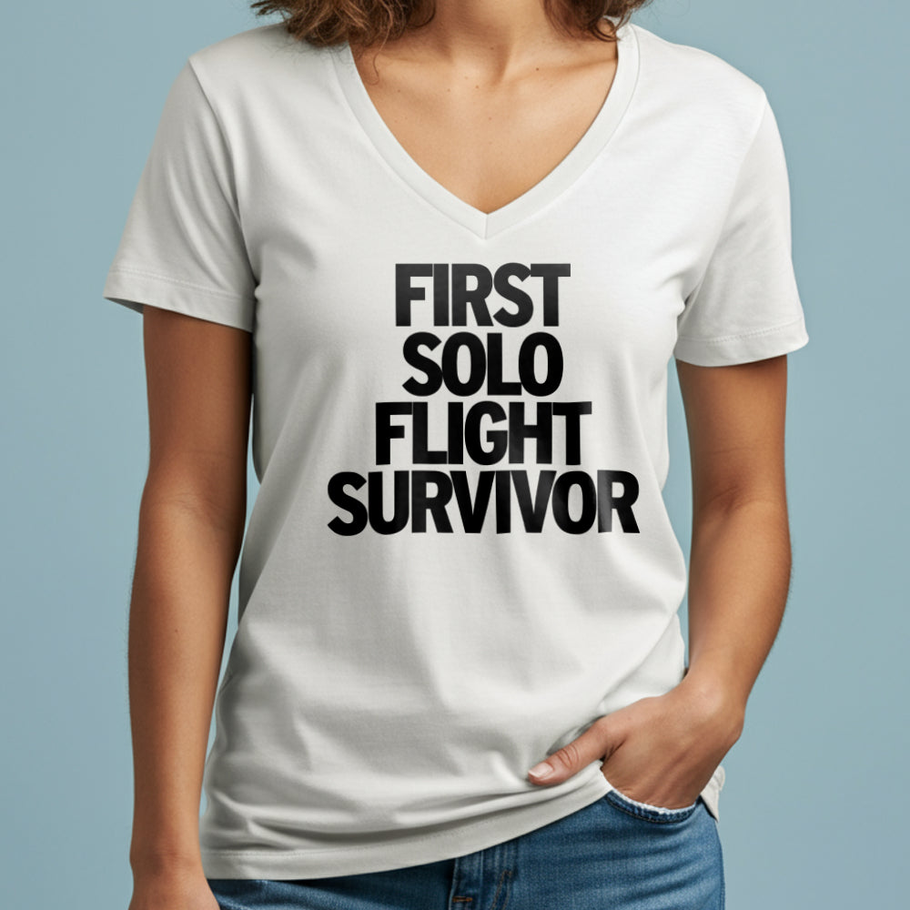 First Solo Flight Survivor - Women's V-Neck T-Shirt