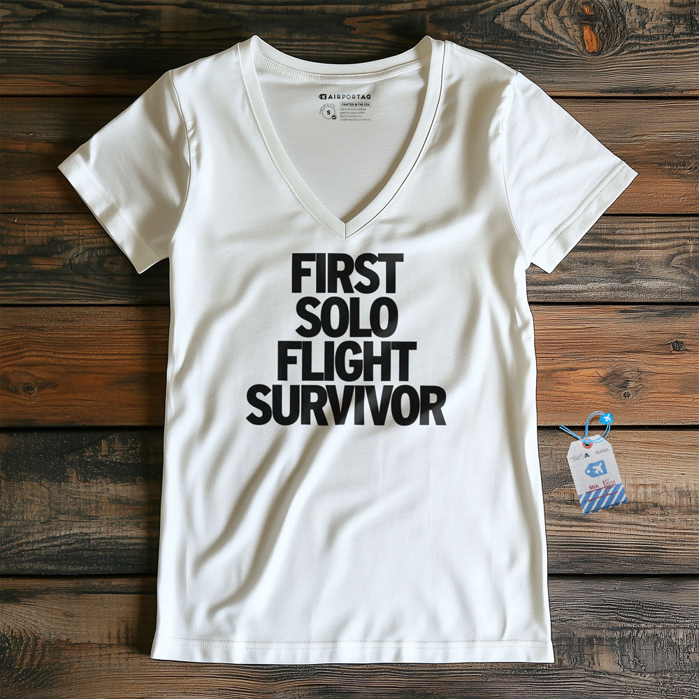 First Solo Flight Survivor - Women's V-Neck T-Shirt