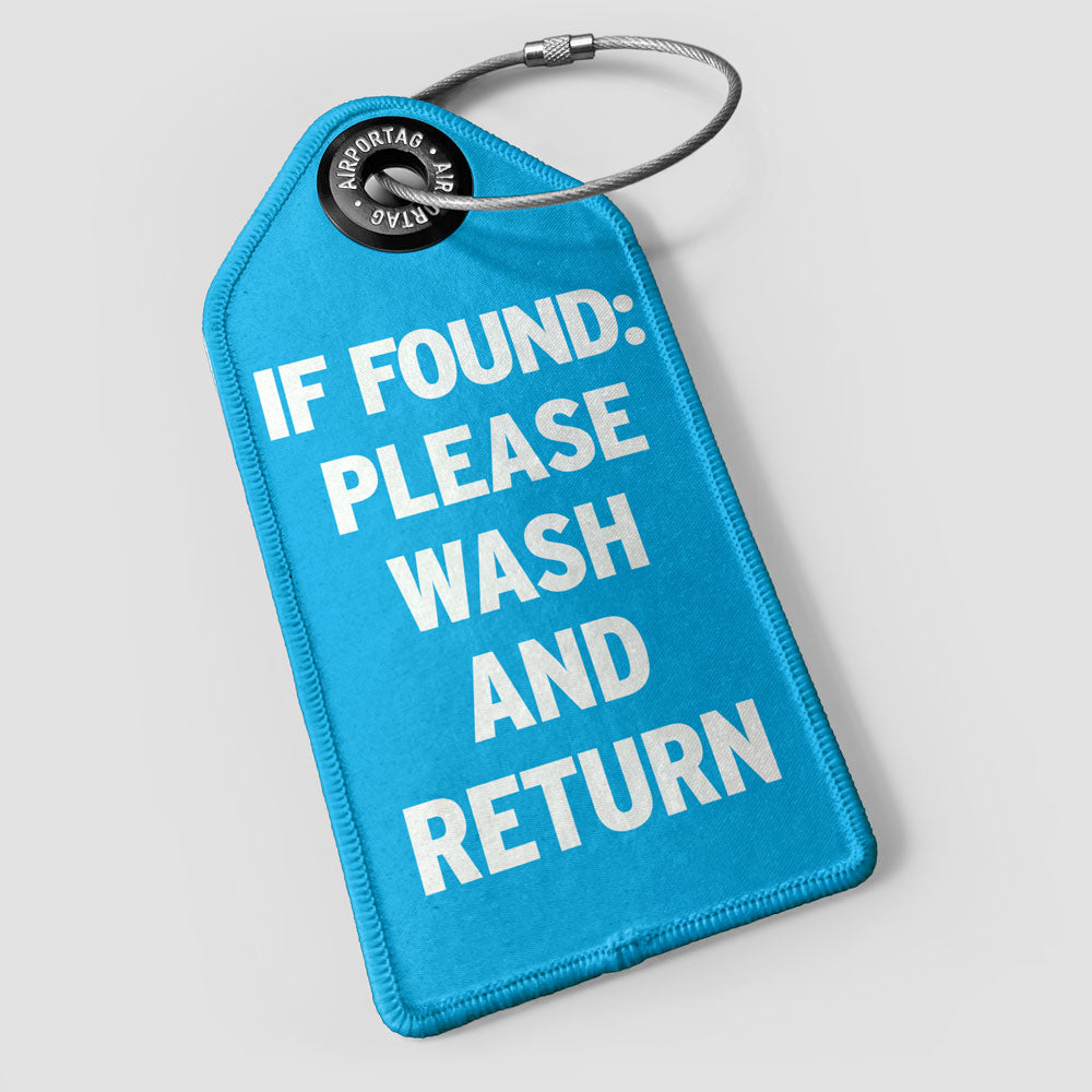 Si trouvé, veuillez laver et retourner - Étiquette de bagage