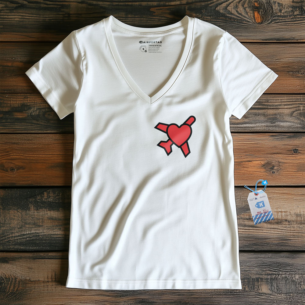 Heart Plane - Women's V-Neck T-Shirt