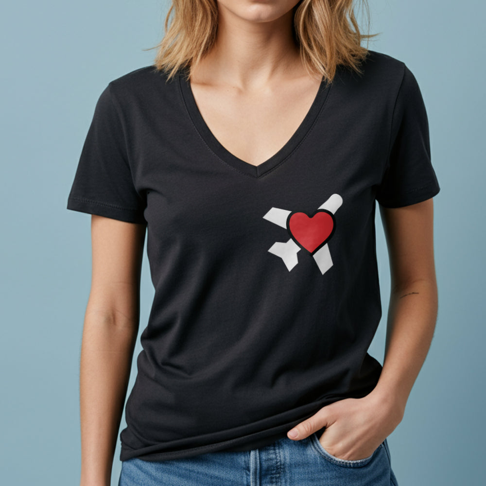 Heart Plane - Women's V-Neck T-Shirt