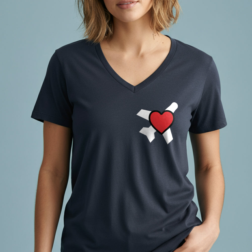 Heart Plane - Women's V-Neck T-Shirt