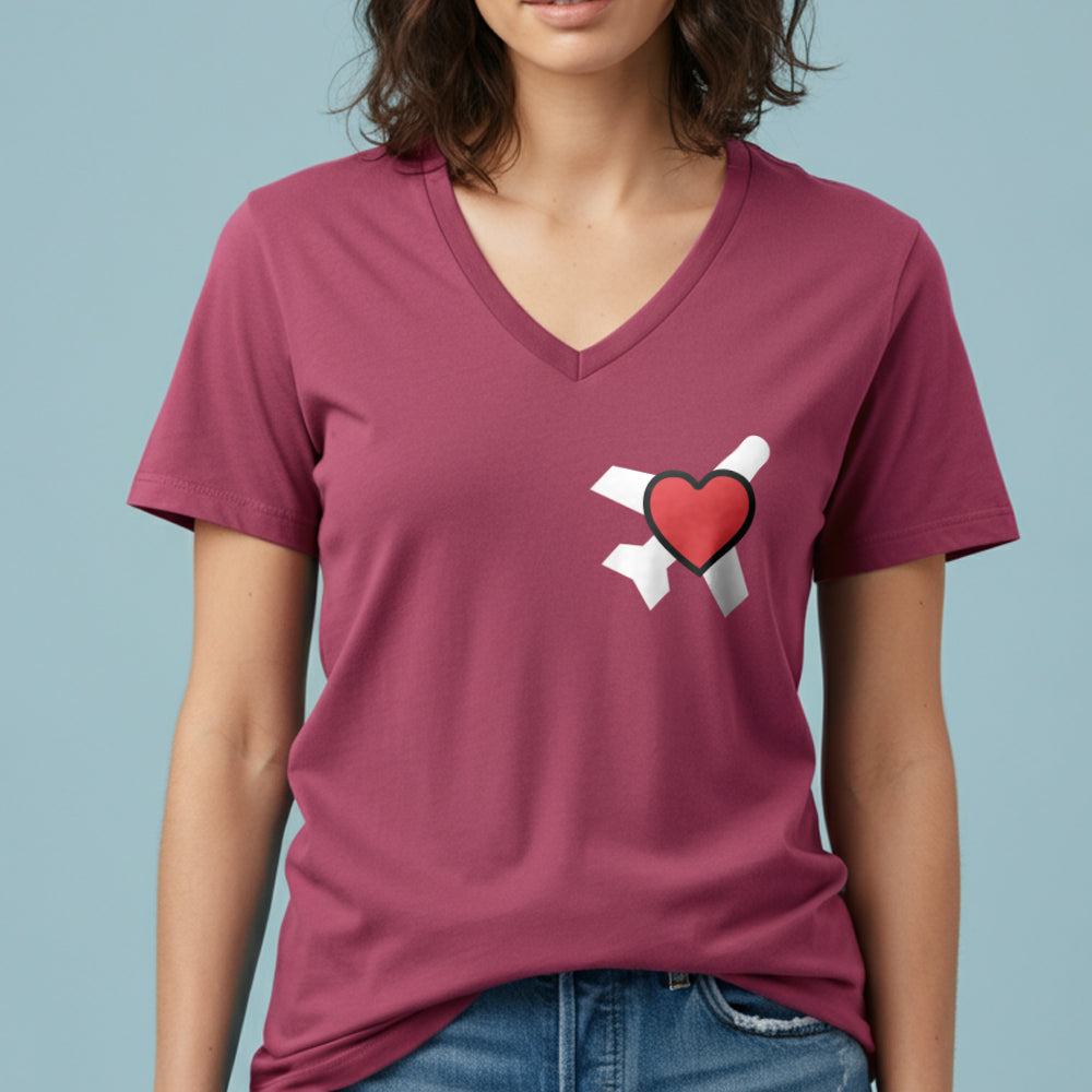 Heart Plane - Women's V-Neck T-Shirt