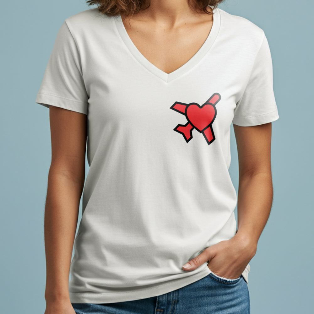 Heart Plane - Women's V-Neck T-Shirt