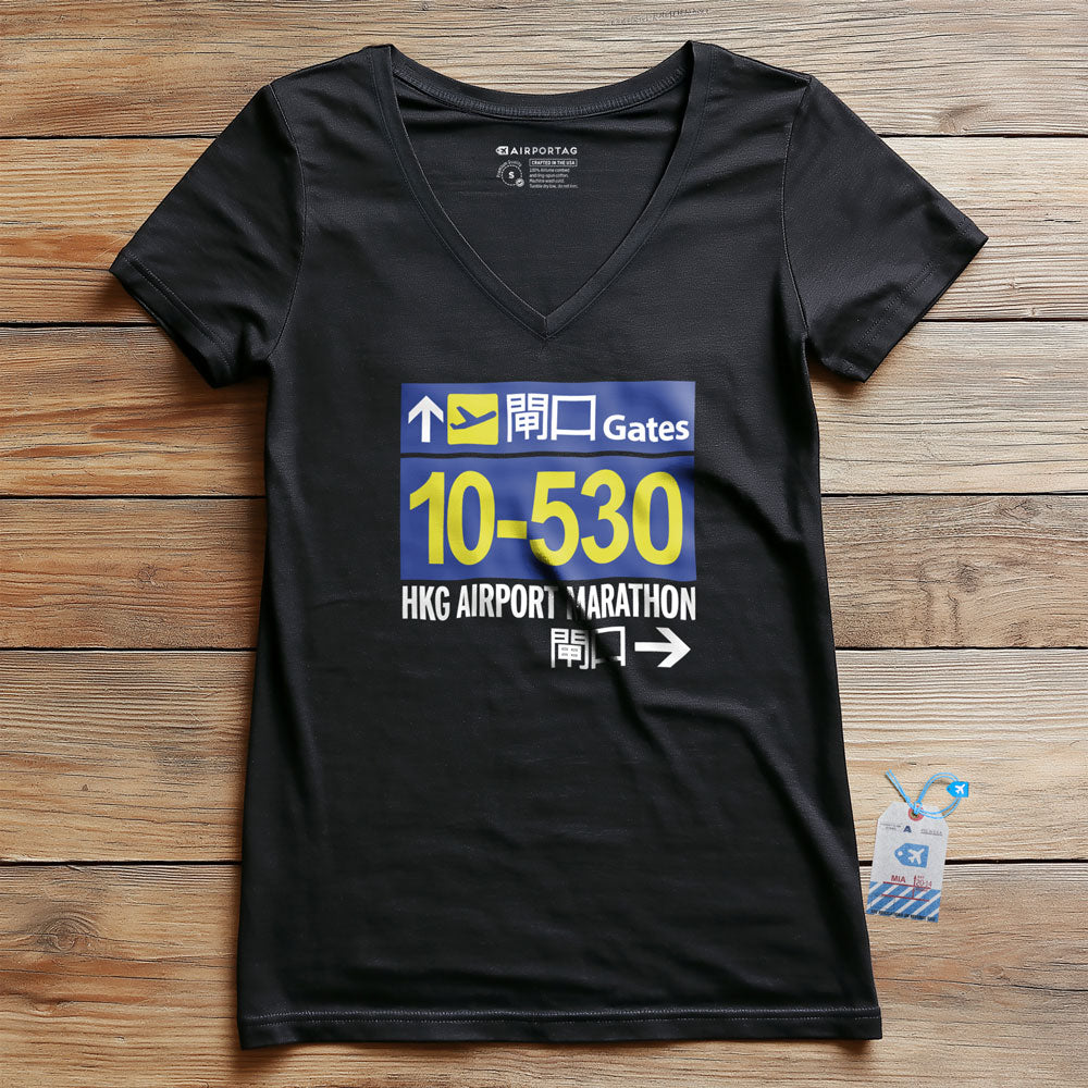 Hong Kong Airport Gates Marathon - Women's V-Neck T-Shirt