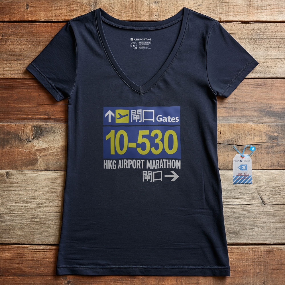 Hong Kong Airport Gates Marathon - Women's V-Neck T-Shirt