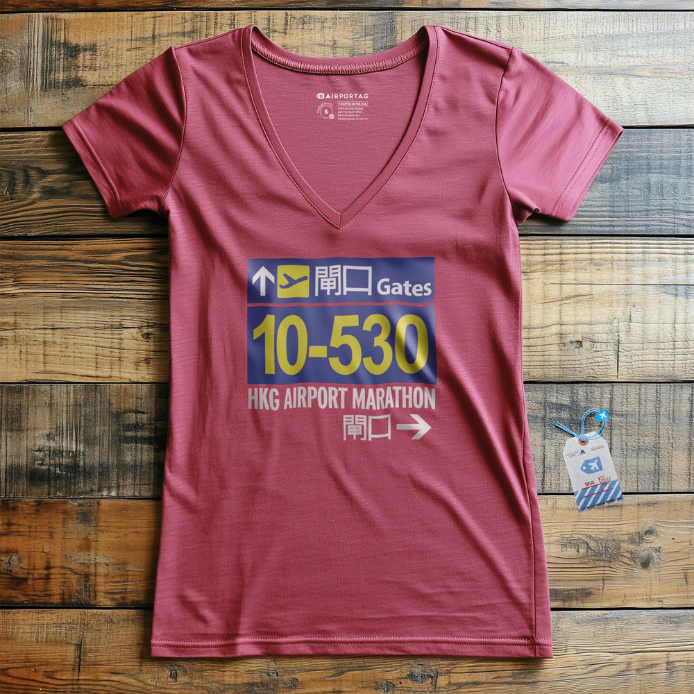 Hong Kong Airport Gates Marathon - Women's V-Neck T-Shirt