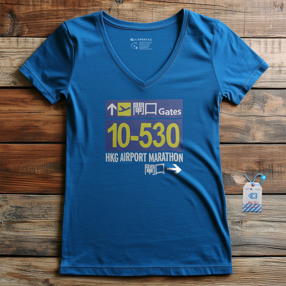 Hong Kong Airport Gates Marathon - Women's V-Neck T-Shirt