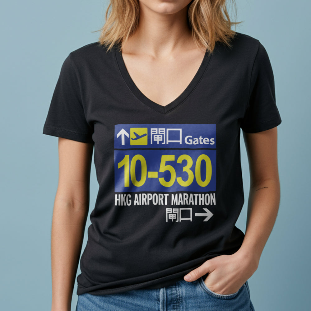 Hong Kong Airport Gates Marathon - Women's V-Neck T-Shirt
