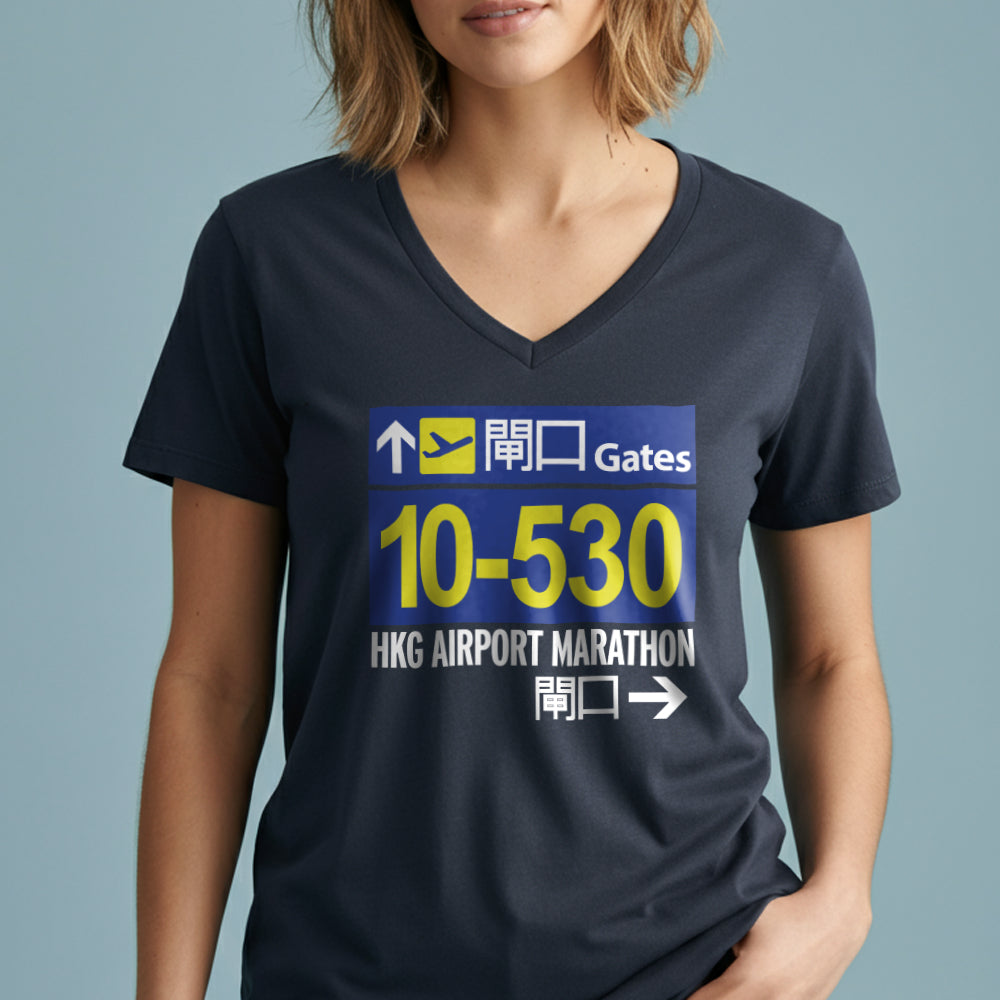 Hong Kong Airport Gates Marathon - Women's V-Neck T-Shirt