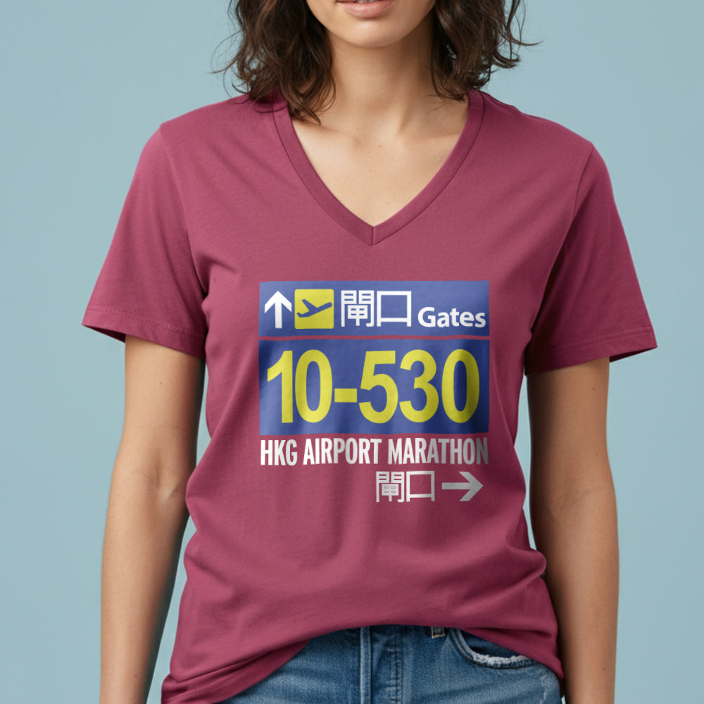 Hong Kong Airport Gates Marathon - Women's V-Neck T-Shirt