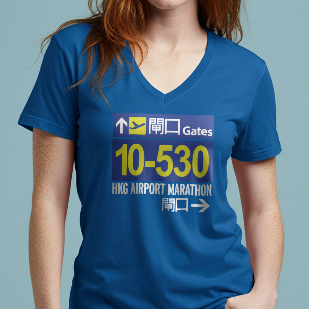 Hong Kong Airport Gates Marathon - Women's V-Neck T-Shirt