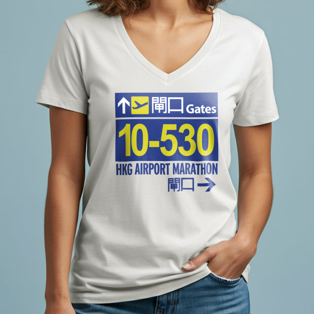 Hong Kong Airport Gates Marathon - Women's V-Neck T-Shirt