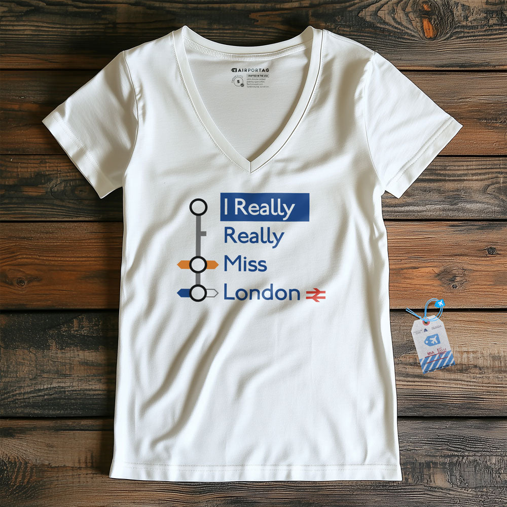 Really Miss London Tube - Women's V-Neck T-Shirt