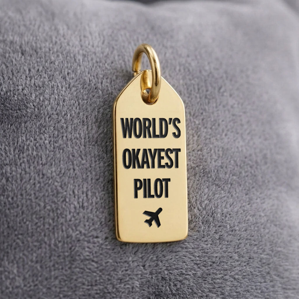 World's Okayest Pilot - Mini Tag - Charm