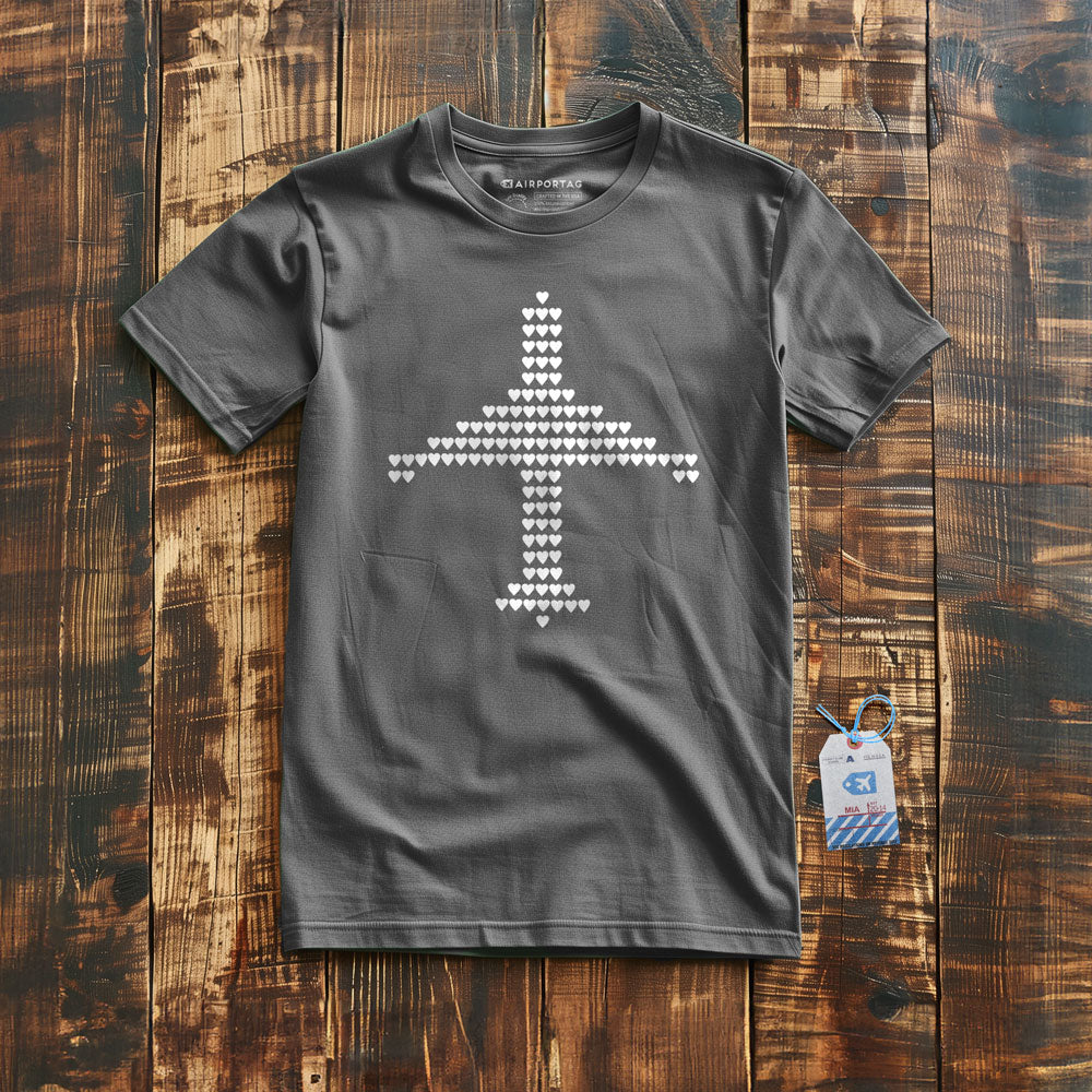 Plane Shape Hearts Emoji - T-Shirt