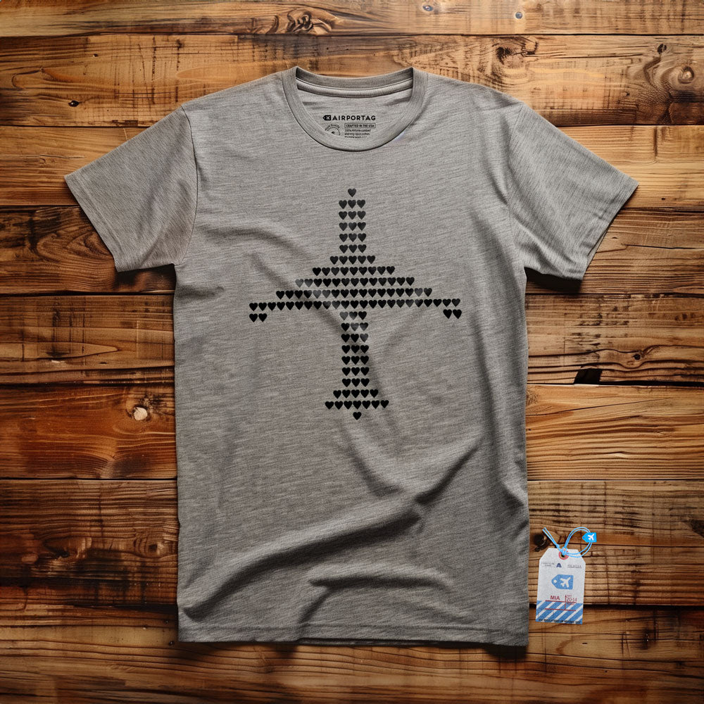 Plane Shape Hearts Emoji - T-Shirt