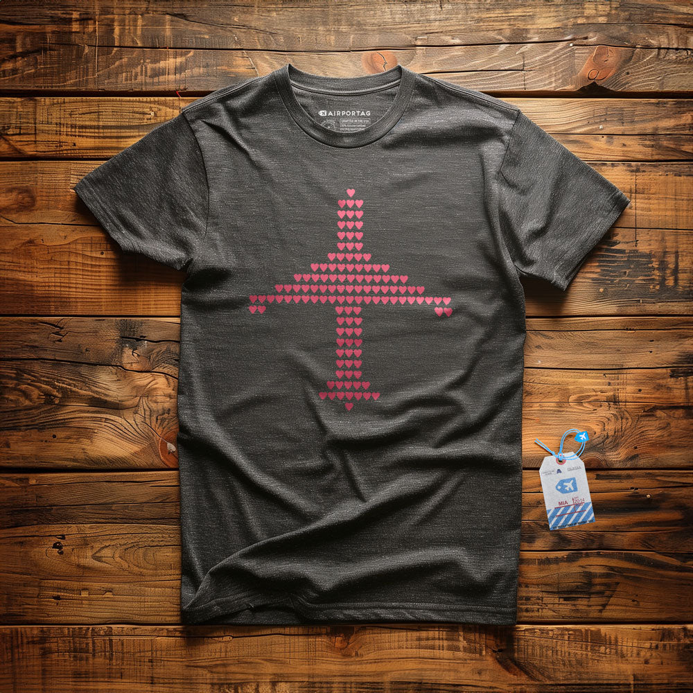 Plane Shape Hearts Emoji - T-Shirt