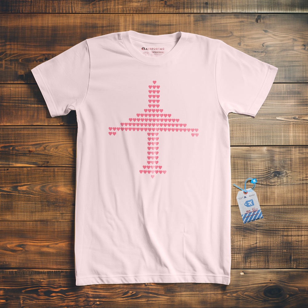 Plane Shape Hearts Emoji - T-Shirt