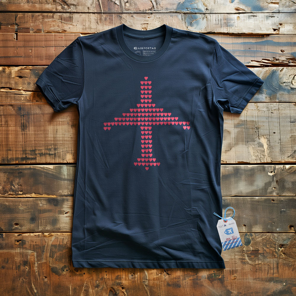 Plane Shape Hearts Emoji - T-Shirt