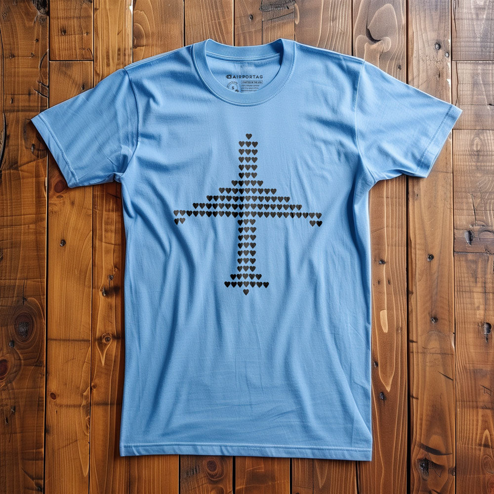 Plane Shape Hearts Emoji - T-Shirt