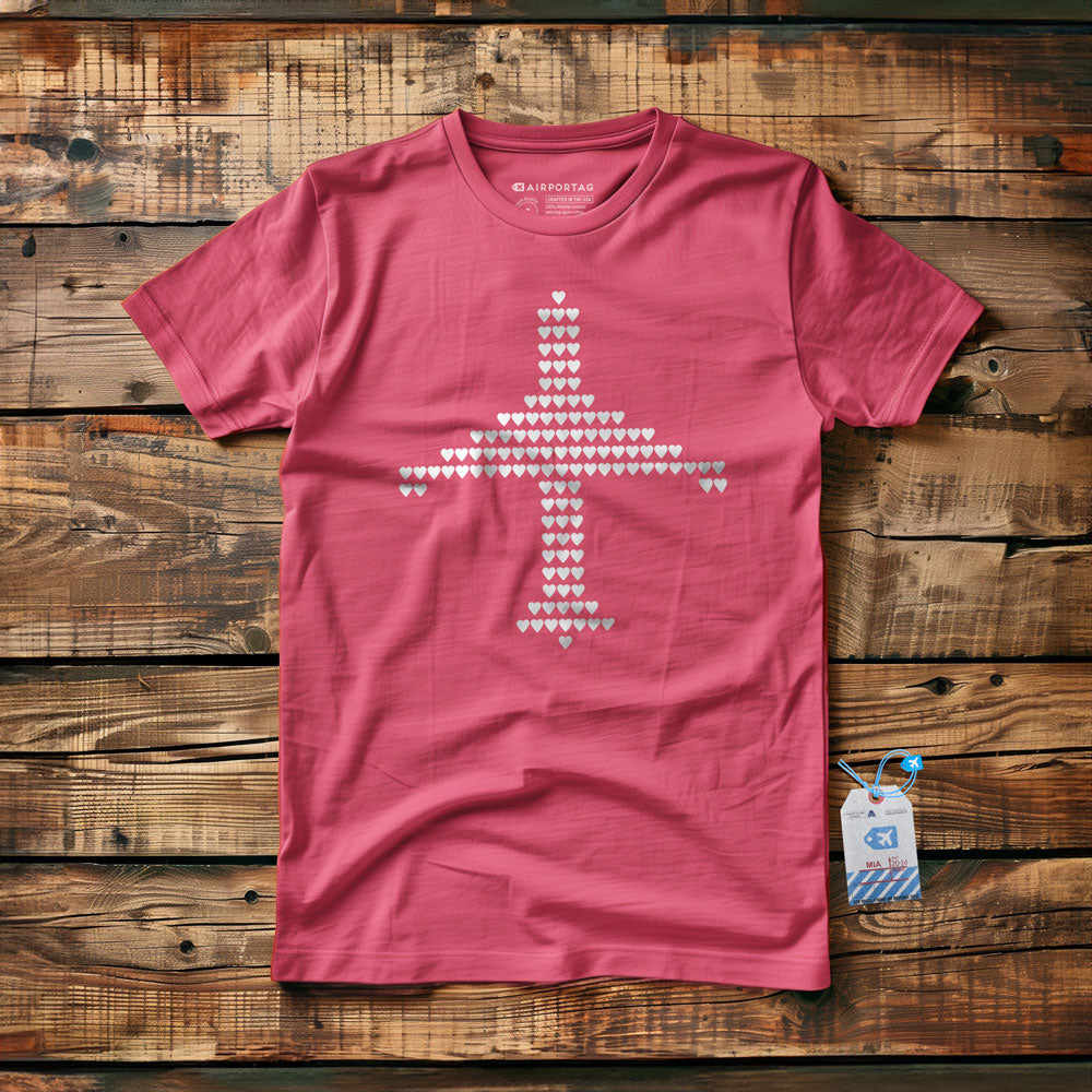 Plane Shape Hearts Emoji - T-Shirt