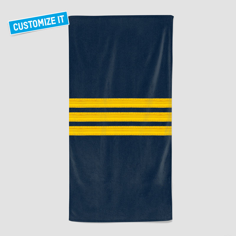 Navy Pilot Stripes Gold - Serviette de plage