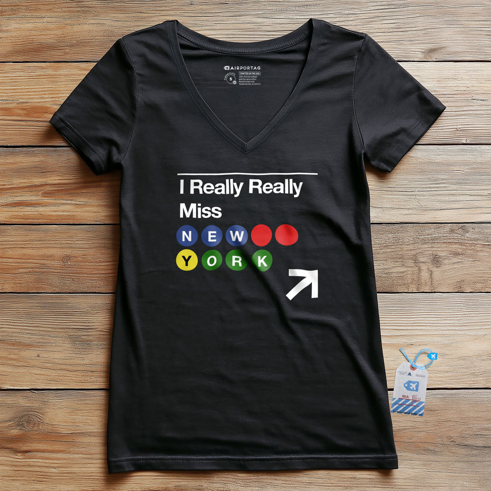 Really Miss New York Subway - Women's V-Neck T-Shirt