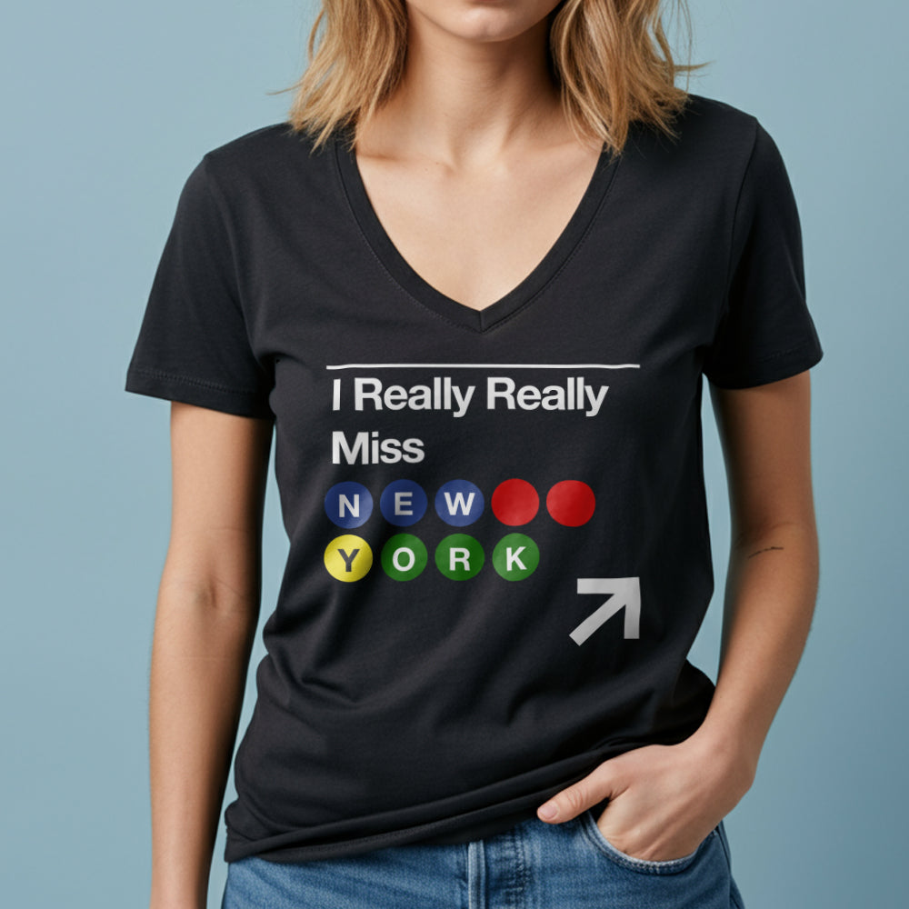 Really Miss New York Subway - Women's V-Neck T-Shirt
