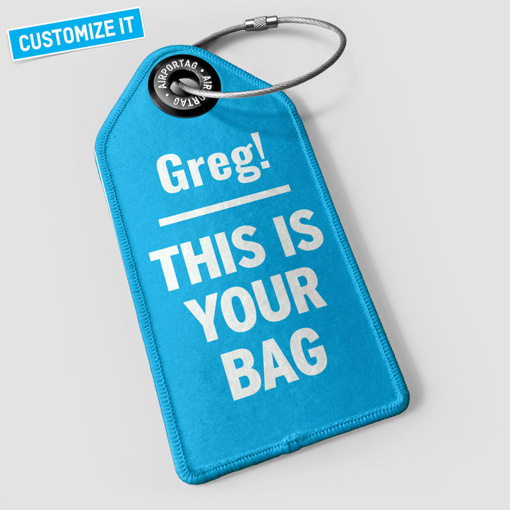 Blue luggage tag on sale