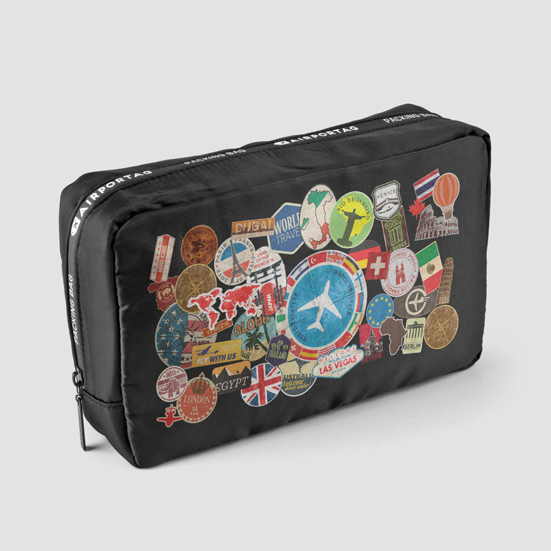 backpack with travel decals Travel Stickers - Accessory Pouch Bag