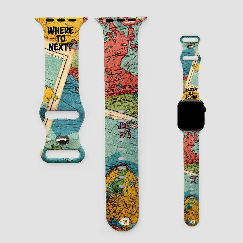 Where To Next Map - Watch Band