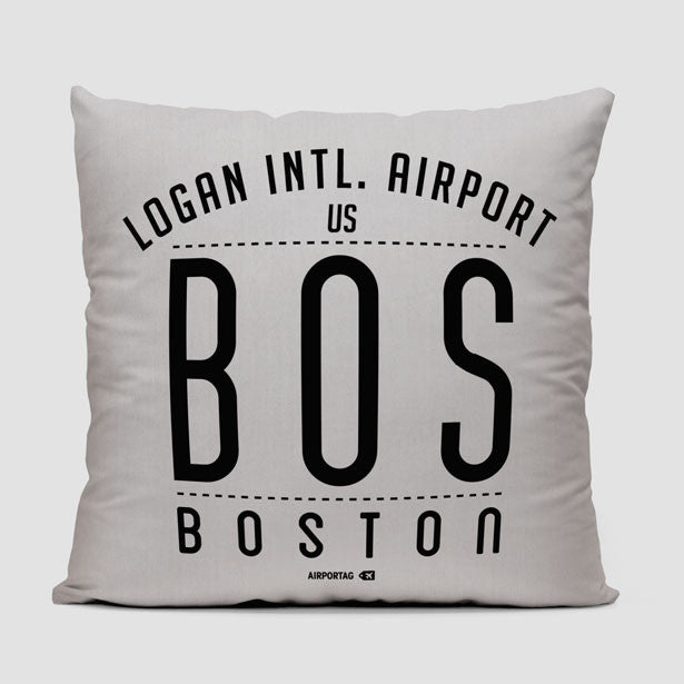 BOS Letters - Throw Pillow - Airportag