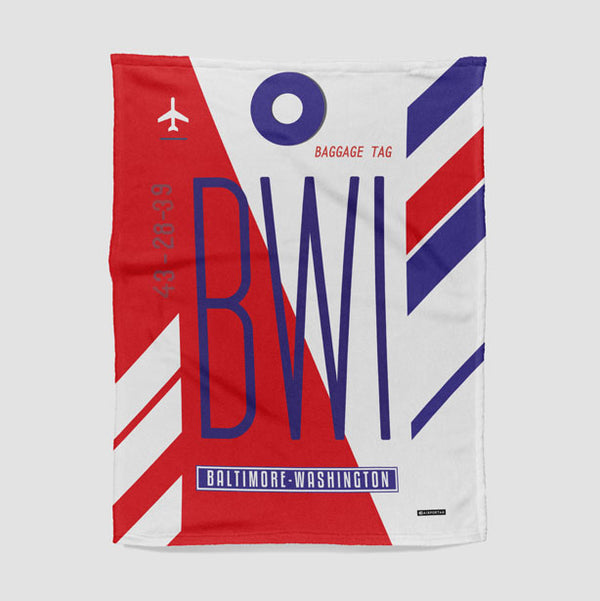 Throw Blanket BWI airport code pattern.