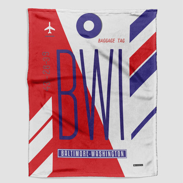 Throw Blanket BWI airport code pattern.