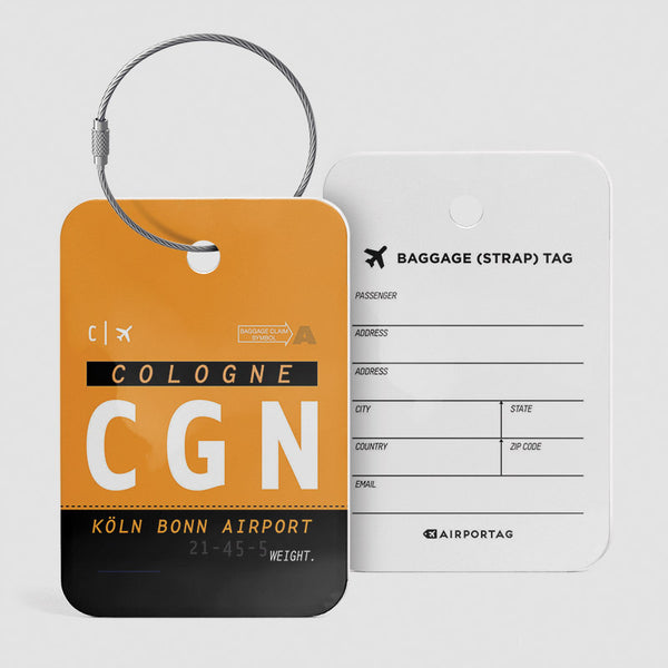 Airport Code Luggage Tag IATA code CGN baggage tag