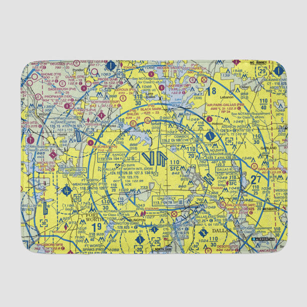 DFW Sectional - Bath Mat - Airportag