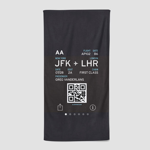 Digital Boarding Pass - Beach Towel - Airportag