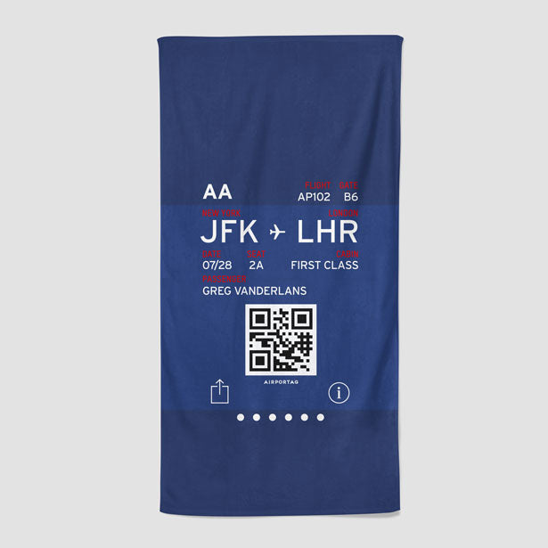 Digital Boarding Pass - Beach Towel - Airportag