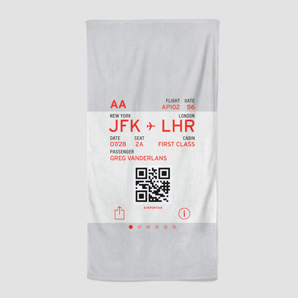 Digital Boarding Pass - Beach Towel - Airportag