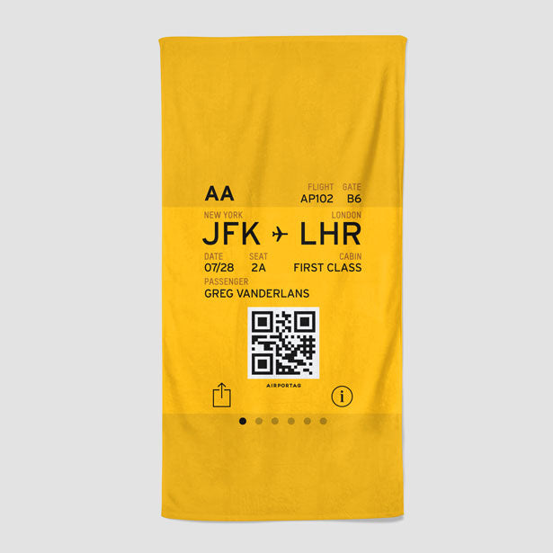 Digital Boarding Pass - Beach Towel - Airportag