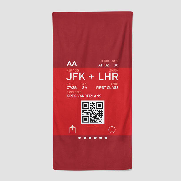 Digital Boarding Pass - Beach Towel - Airportag