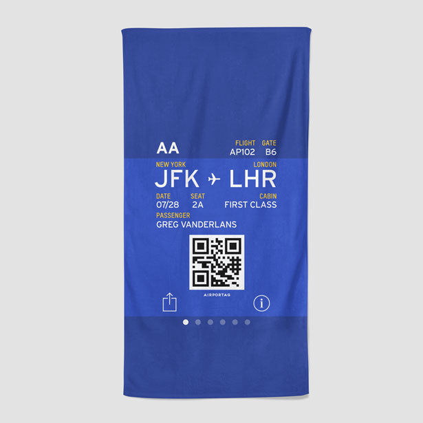 Digital Boarding Pass - Beach Towel - Airportag