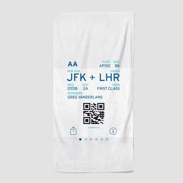 Digital Boarding Pass - Beach Towel - Airportag