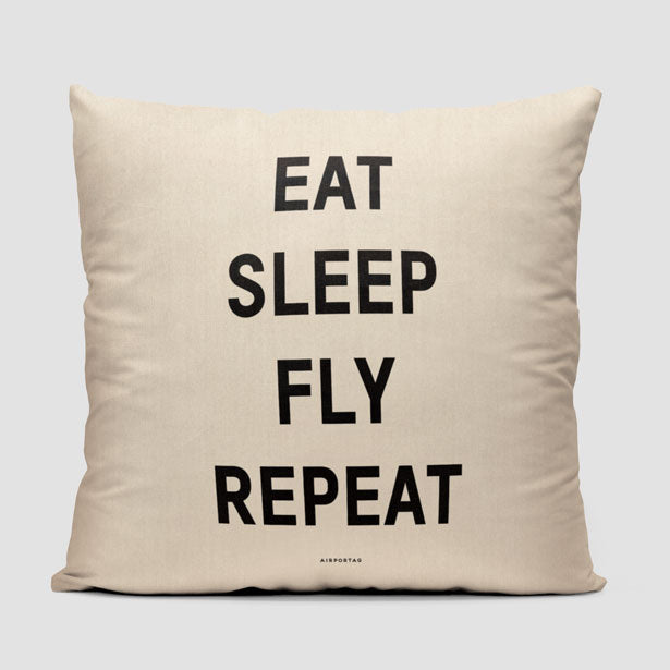 Eat Sleep Fly - Throw Pillow - Airportag