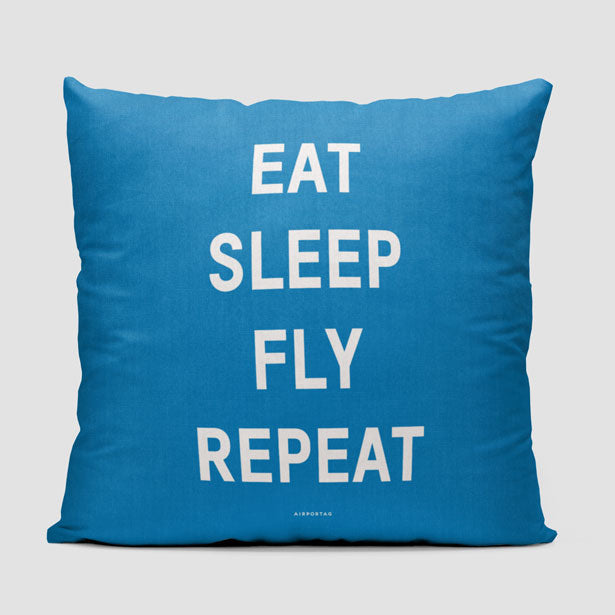 Eat Sleep Fly - Throw Pillow - Airportag