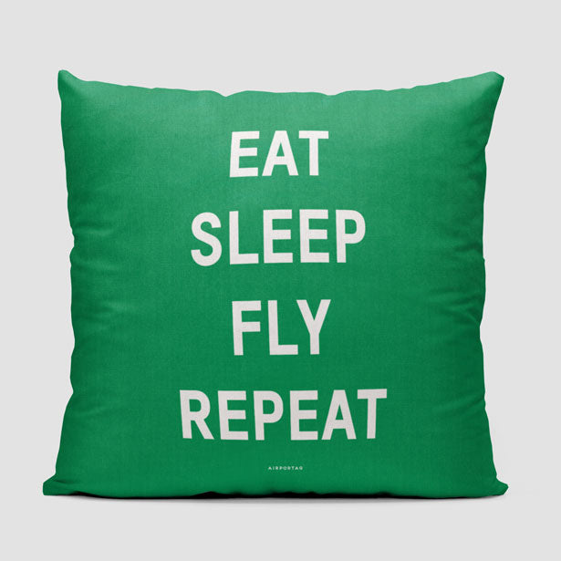 Eat Sleep Fly - Throw Pillow - Airportag