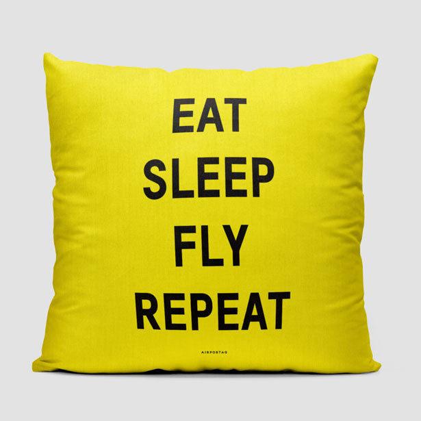 Eat Sleep Fly - Throw Pillow - Airportag