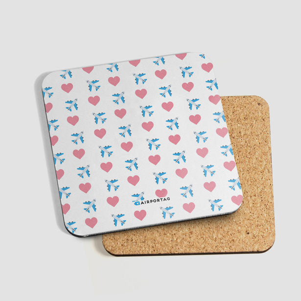 Emoji Heart Plane - Coaster - Airportag